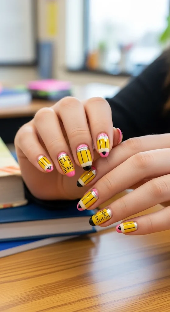 Pencil-Inspired Nail Art