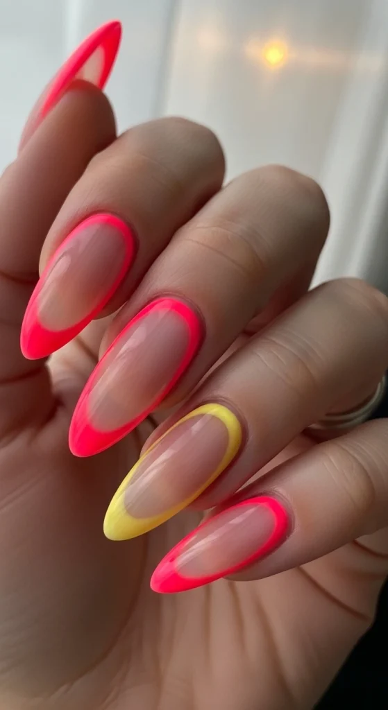 Pink Glow Halos Nails