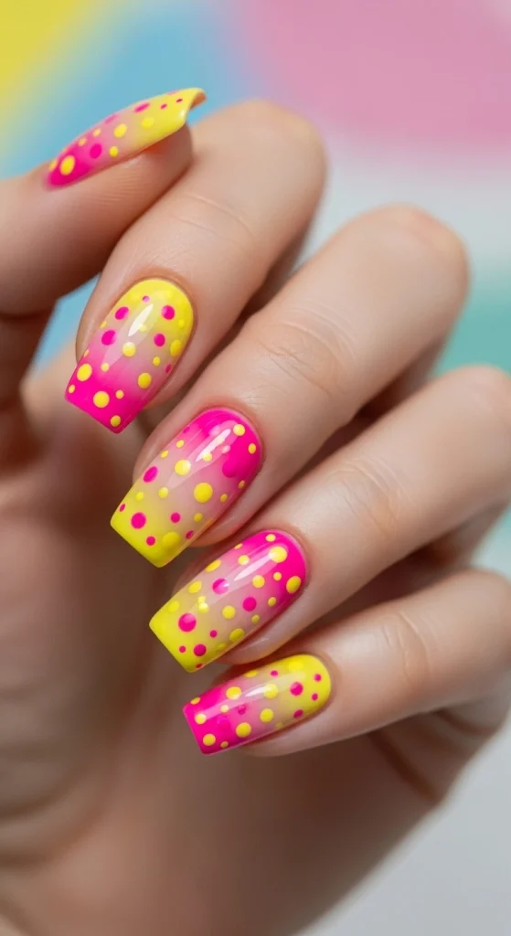 Pink Radiance Dots Nails