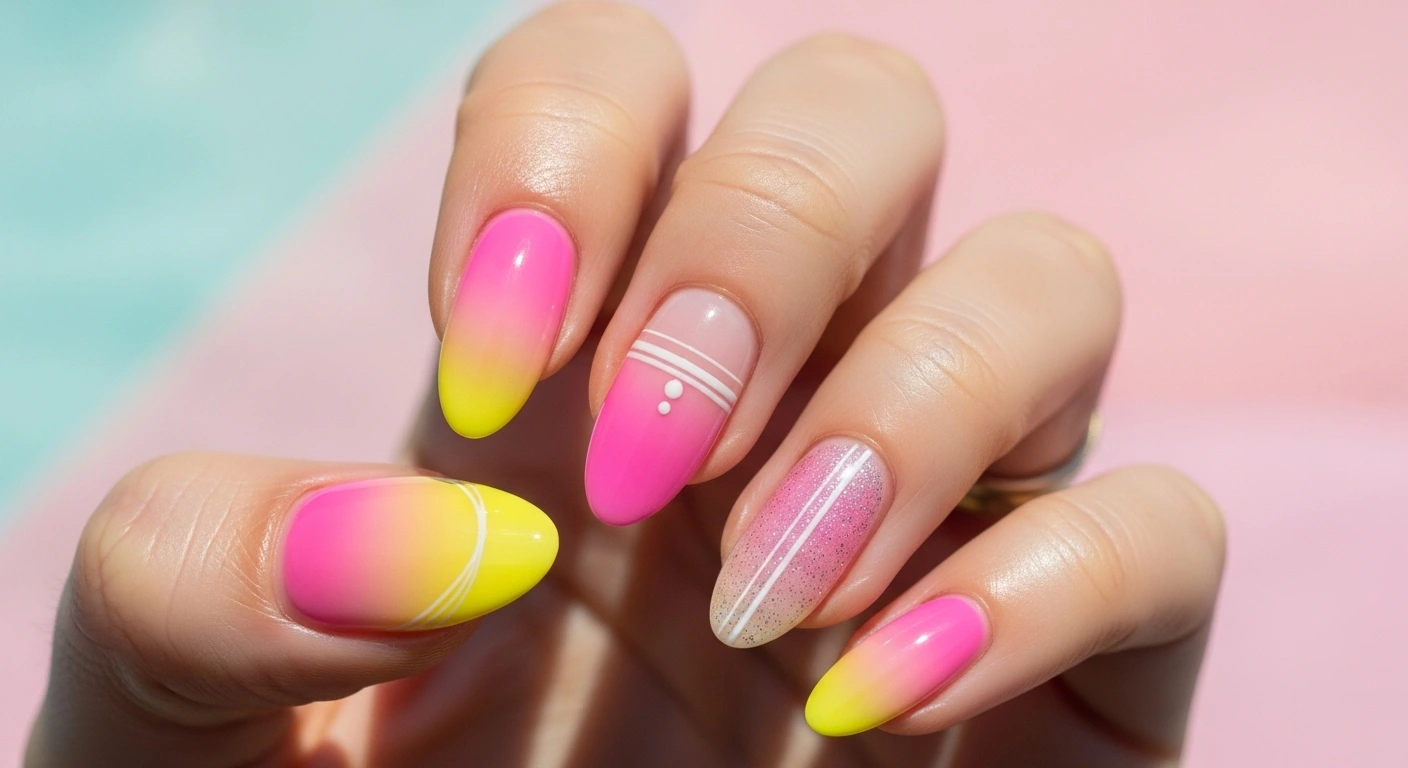 Pink Yellow Nail Ideas