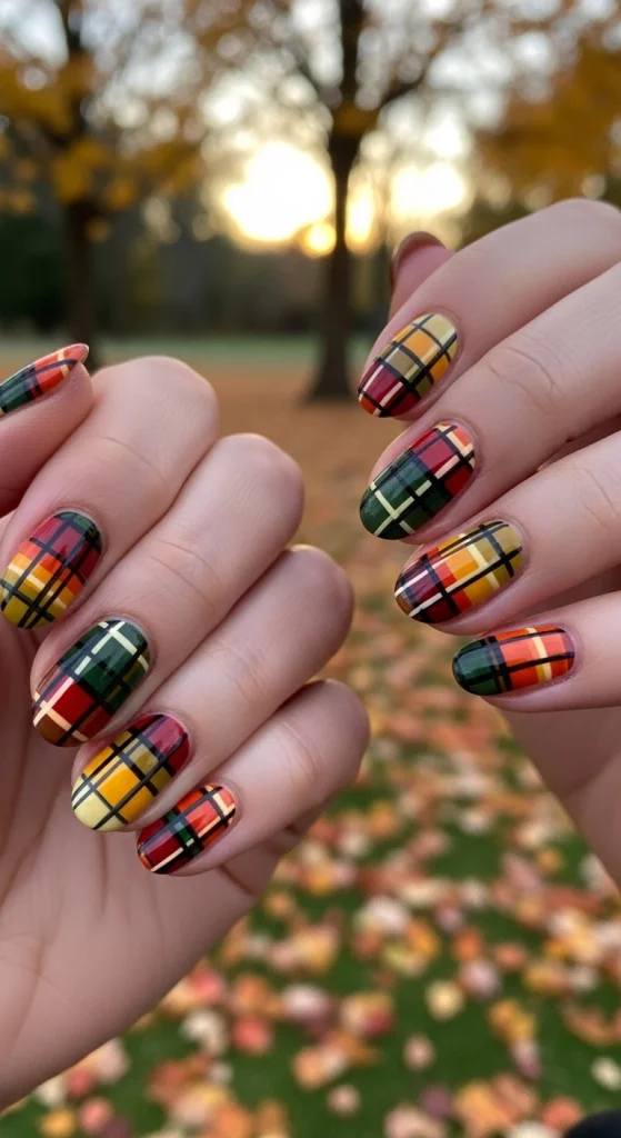 Plaid Patterned Nails