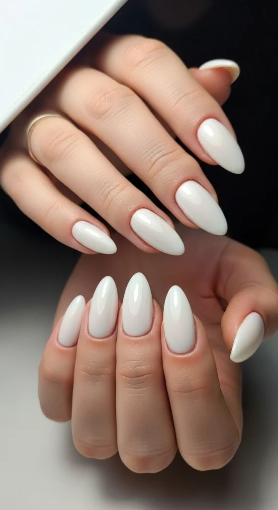 Polished Pearl White Nails