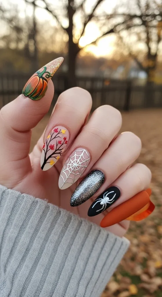 Pumpkin Accent Art Nails