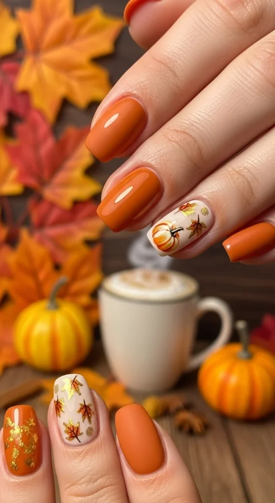 Pumpkin Spice Orange Nails