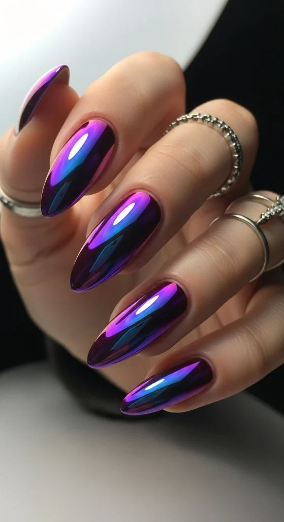 Purple Chrome Nails