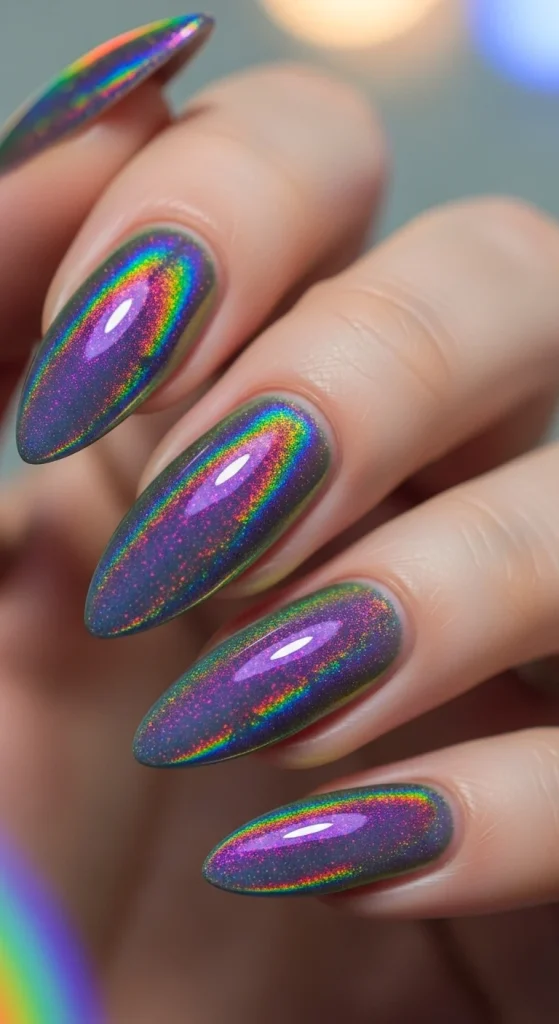 Purple Holographic Nails