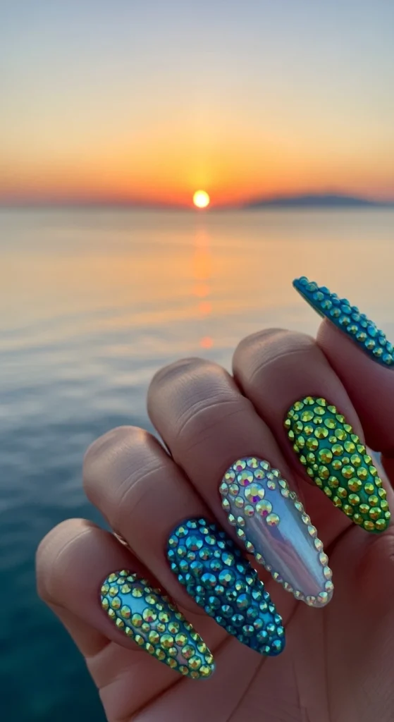 Rhinestone-Studded Wow Nails