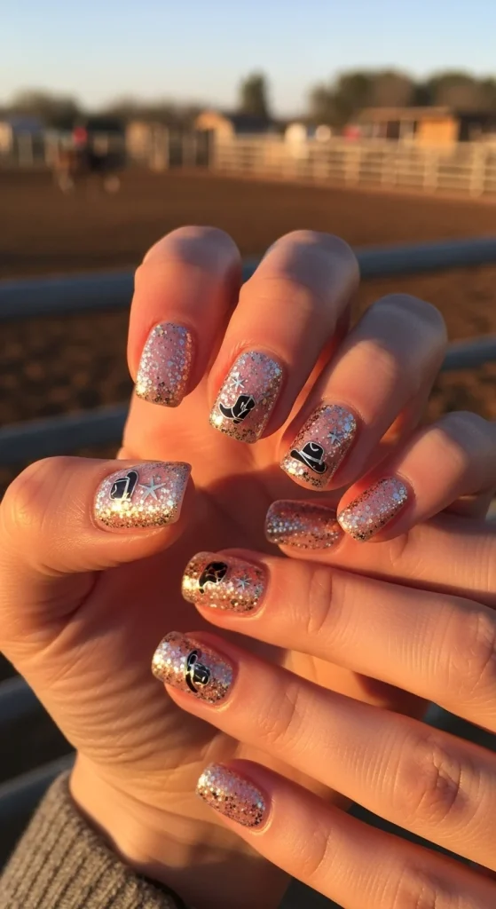Rodeo Glitter Western Nails
