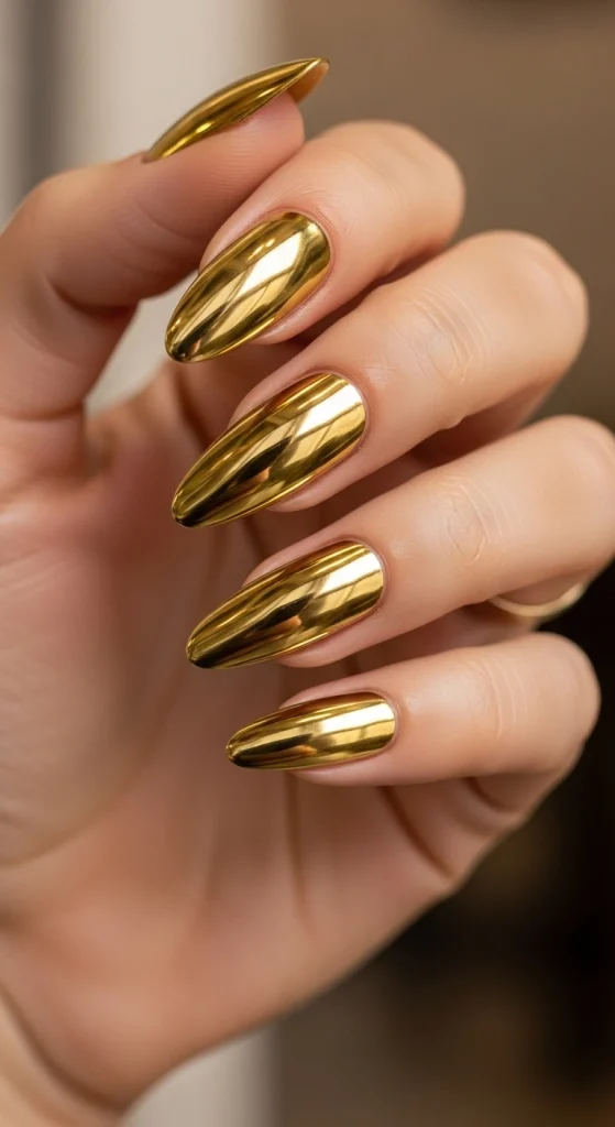 Shiny Gold Nails