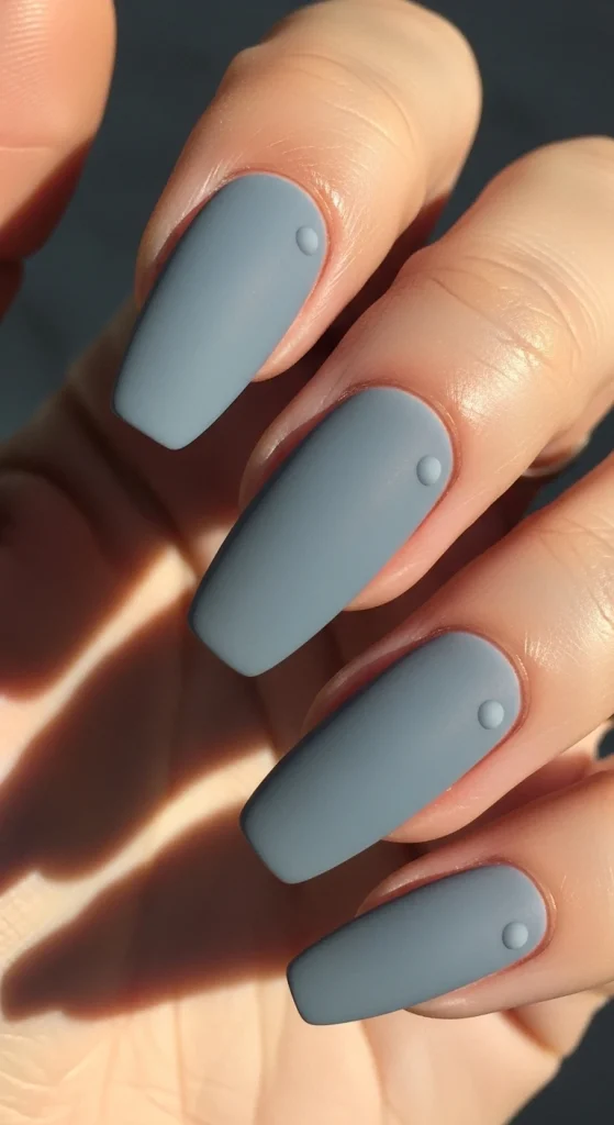Slate Whisper Dot Nails