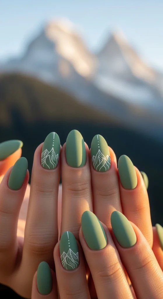 Soft Sage Accent Nails