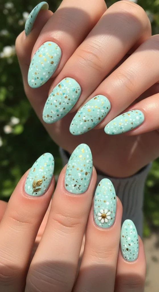 Speckled Mint Spring Nails