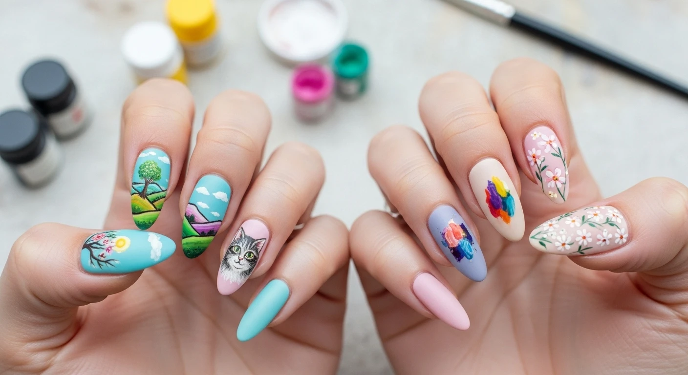 Tiny Art on Long Nails