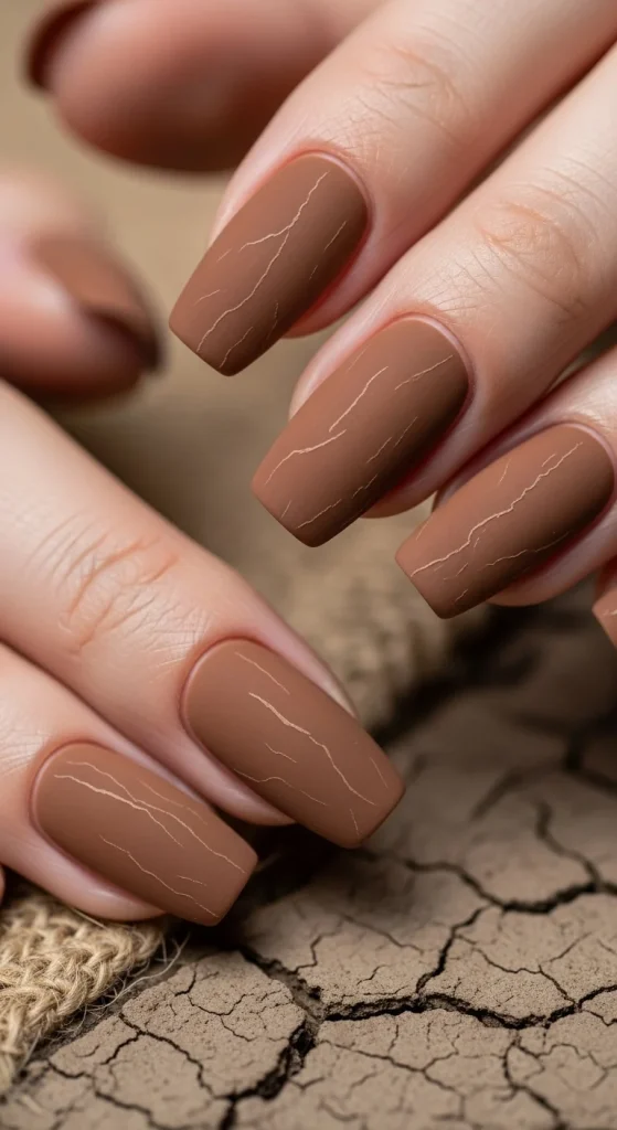 Warm Brown Earthy Nails