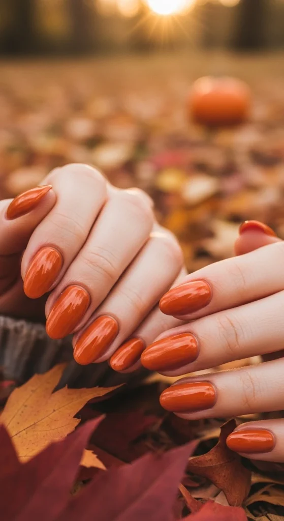 Warm Burnt Orange Nails