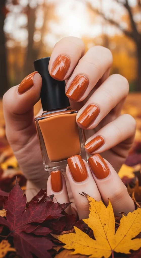 Warm Caramel Brown Nails