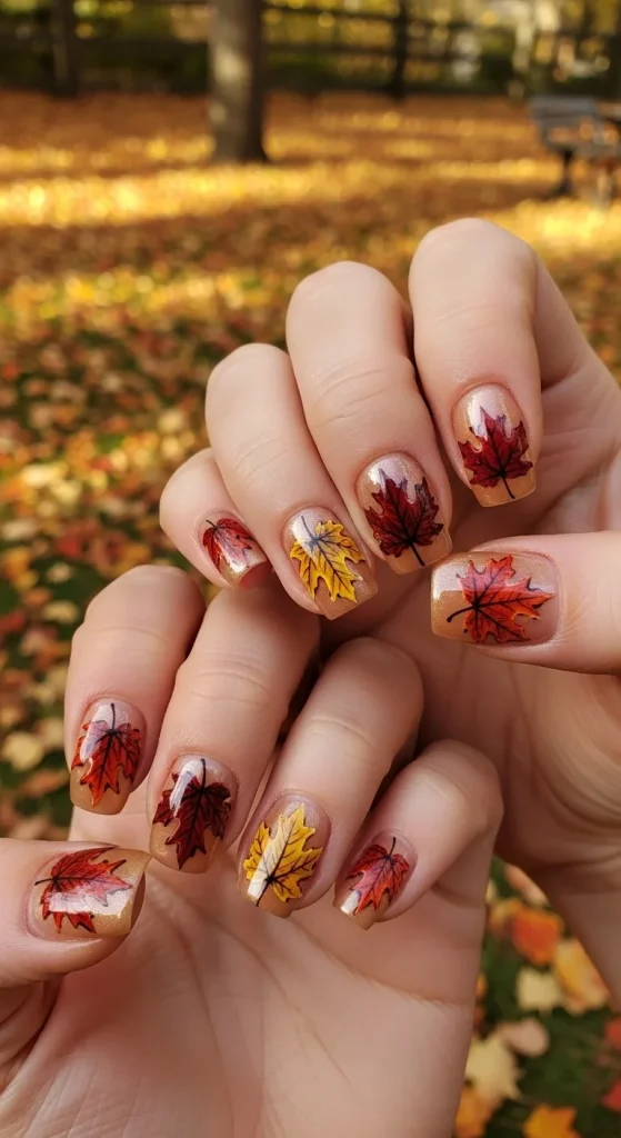 Maple Leaf Accent nails
