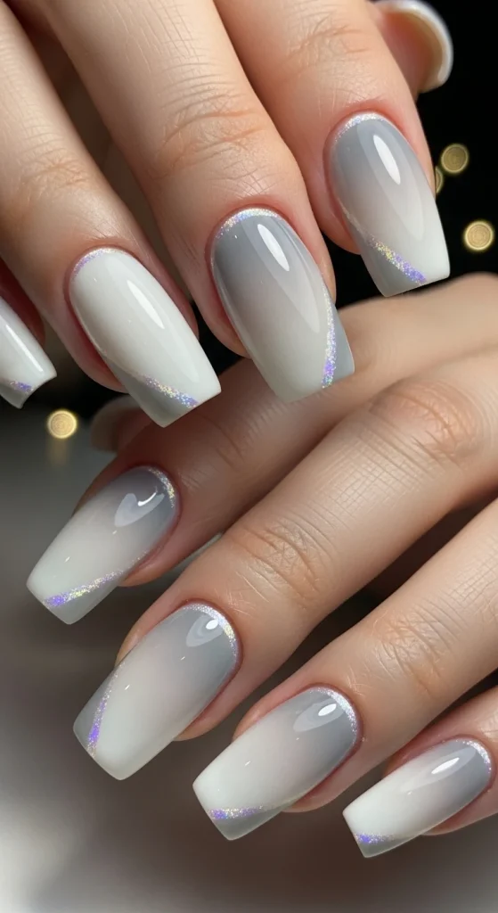 White and Grey Frost Edge Nails