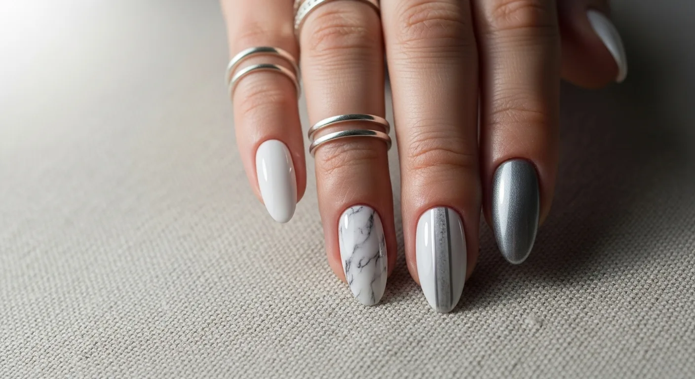 White and Grey Nail Ideas