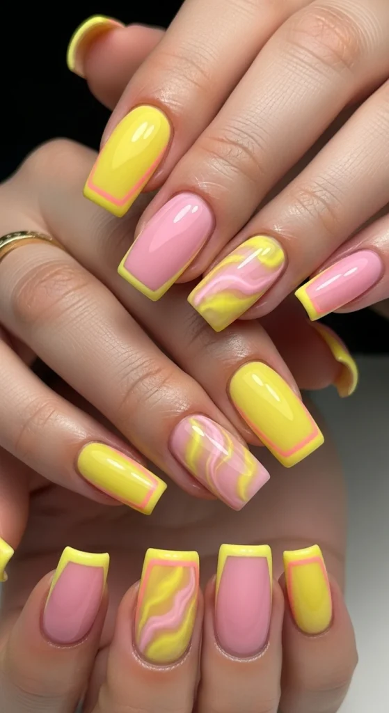 Yellow Bliss Frames Nails