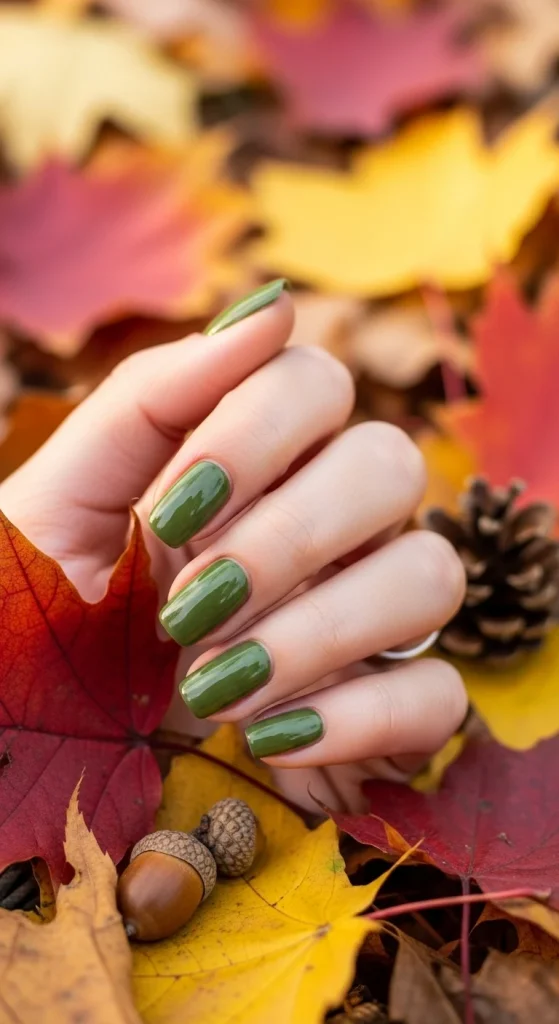 olive green nails