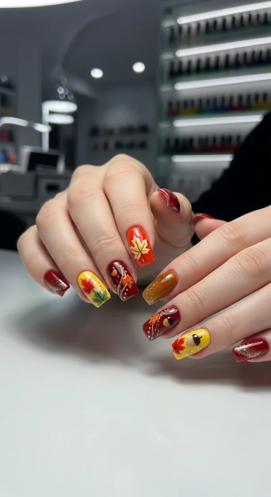 Autumn-Inspired Square Nails