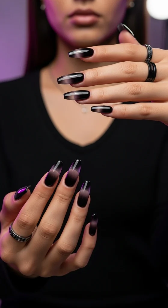 Black Aura Ombre Nails