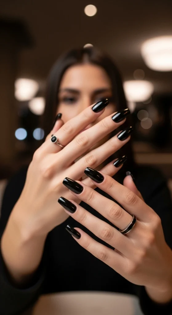 Black Chrome Nails for a Bold Statement
