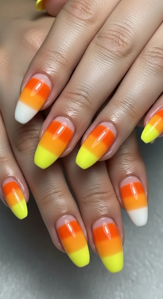 Candy Corn Gradient Acrylics for a Playful Touch