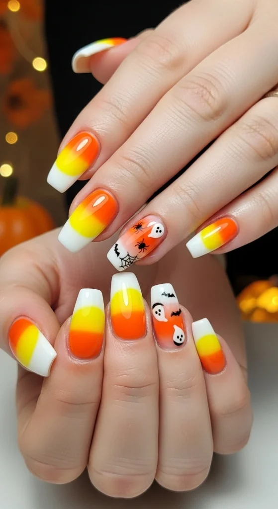 Candy Corn Inspired Nails