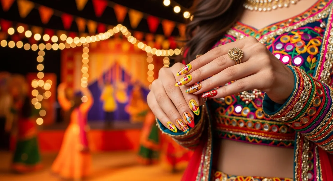 Celebrate Navratri 2025 with stunning nail art! Try 9 vibrant colors for 9 days, with chic designs and festive styles perfect for every occasion.