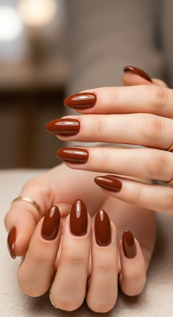 Chocolate Brown Nails for Warm Elegance