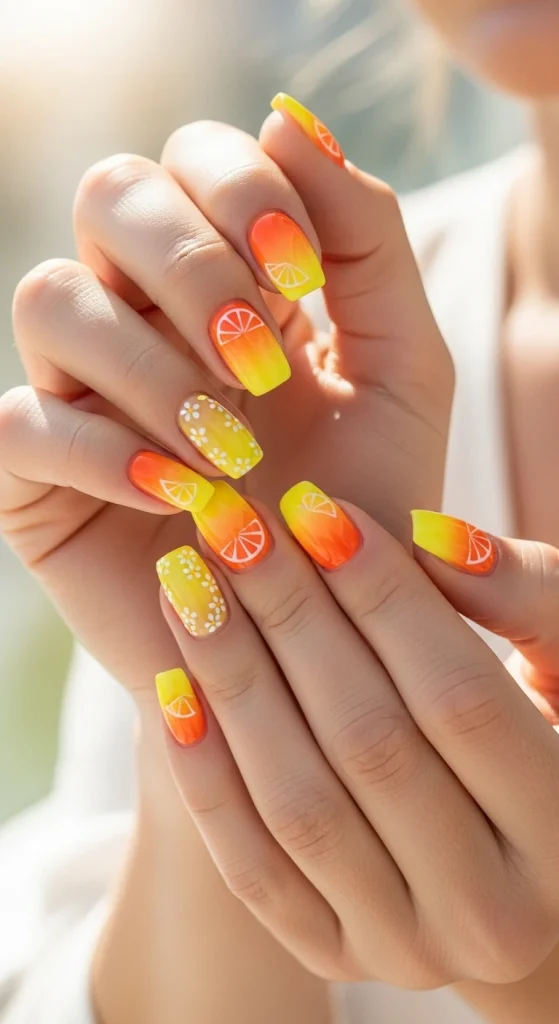 Citrus Burst Nails That Radiate Sunshine