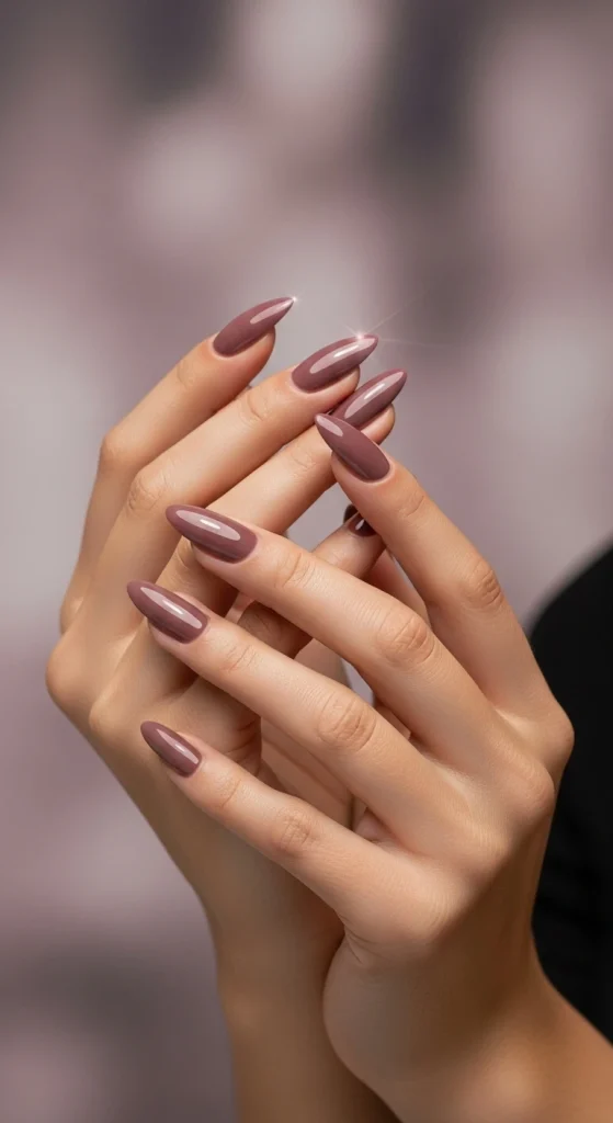 Classic Glossy Smoky Mauve Nails