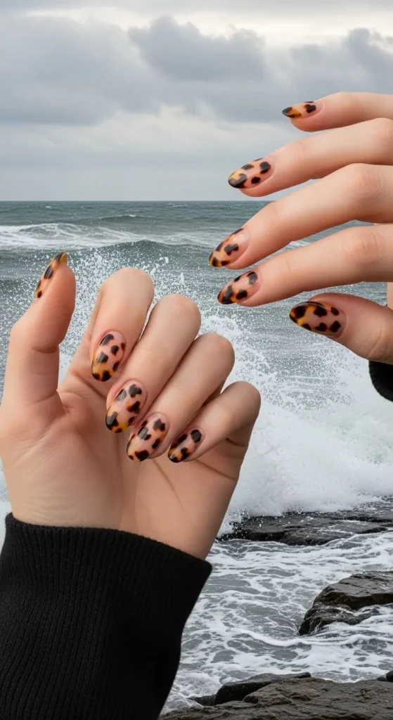 Clear Base Tortoise Shell Nails
