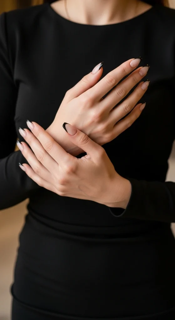 Clear Nails with Black Corners