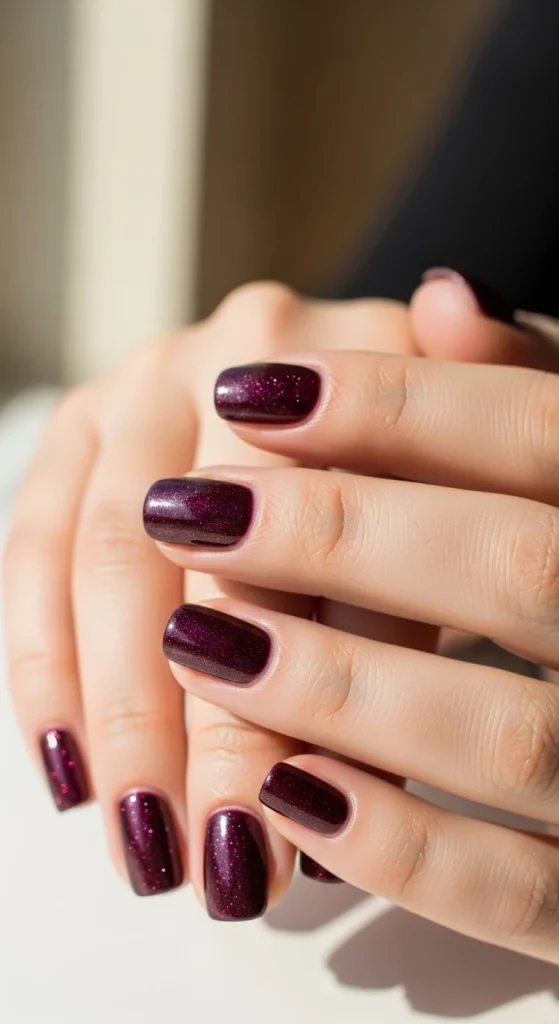 Deep Burgundy Nails with Subtle Shimmer