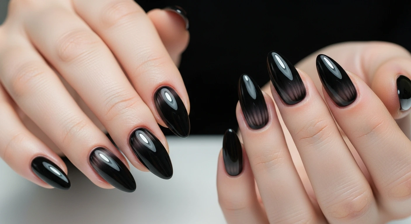 Elegant Black Aura Nails