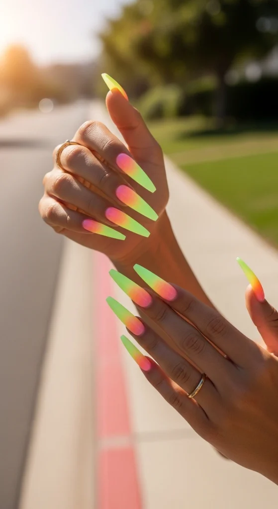 Extra Long Aura Nails – Glowing Glam for Bold Looks