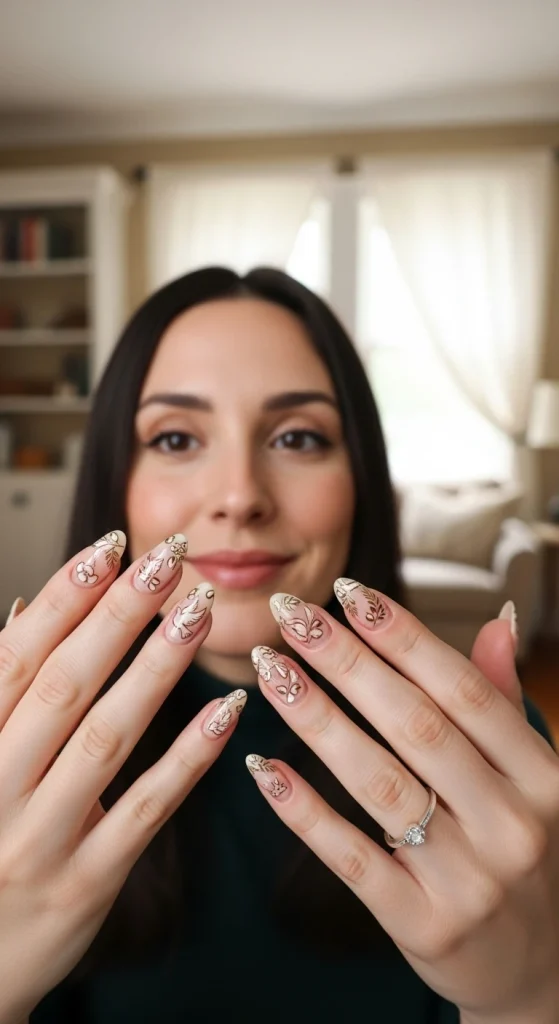 Floral Engraved Nails – Nature Meets Divinity