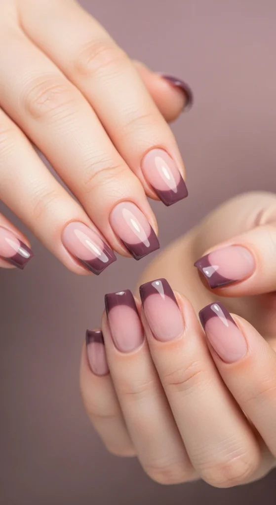 French Tips in Mauve Hues