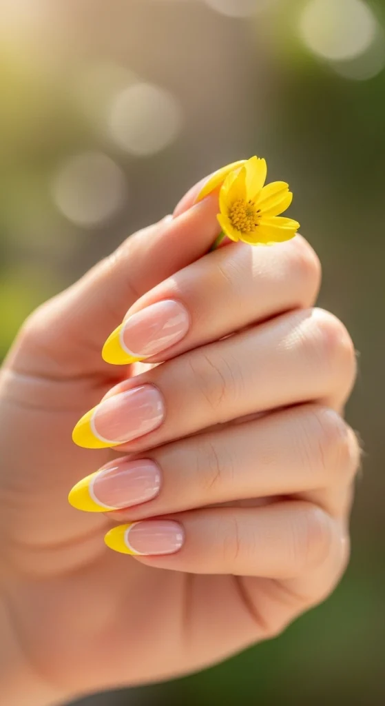 French Tips with a Yellow Twist