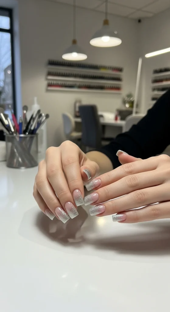 Glitter Gradient Square Nails