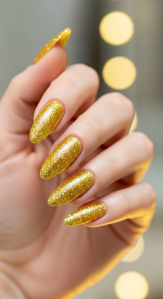 Glittered Yellow Glam for a Festive Spark