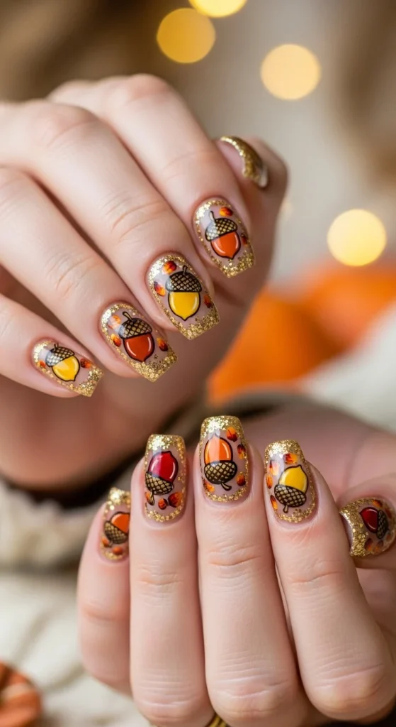 Glittering Acorn Accents