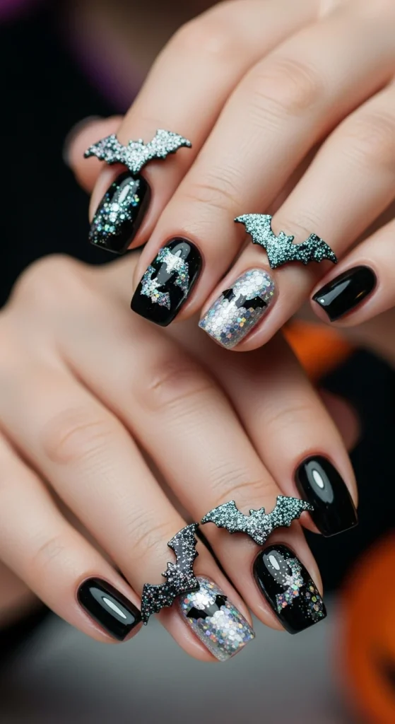 Glittery Bat Accents for a Glam Touch
