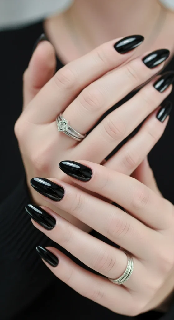 Glossy Noir Nails