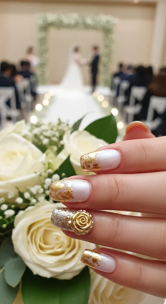 Gold Accent Nails