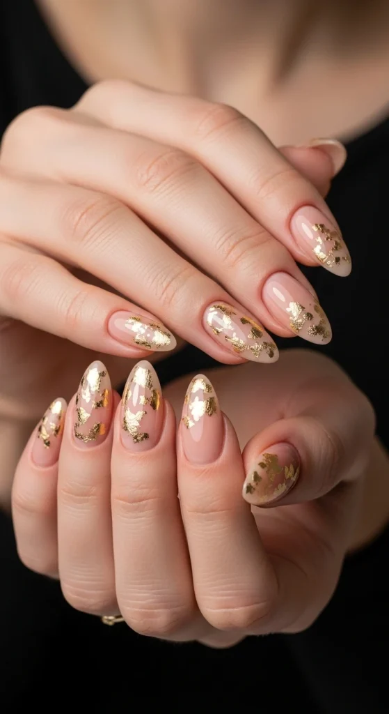 Gold-Leaf Accented Nails
