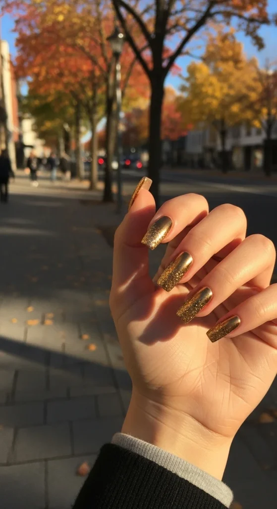 Golden Touch – Sparkle Accent Nails